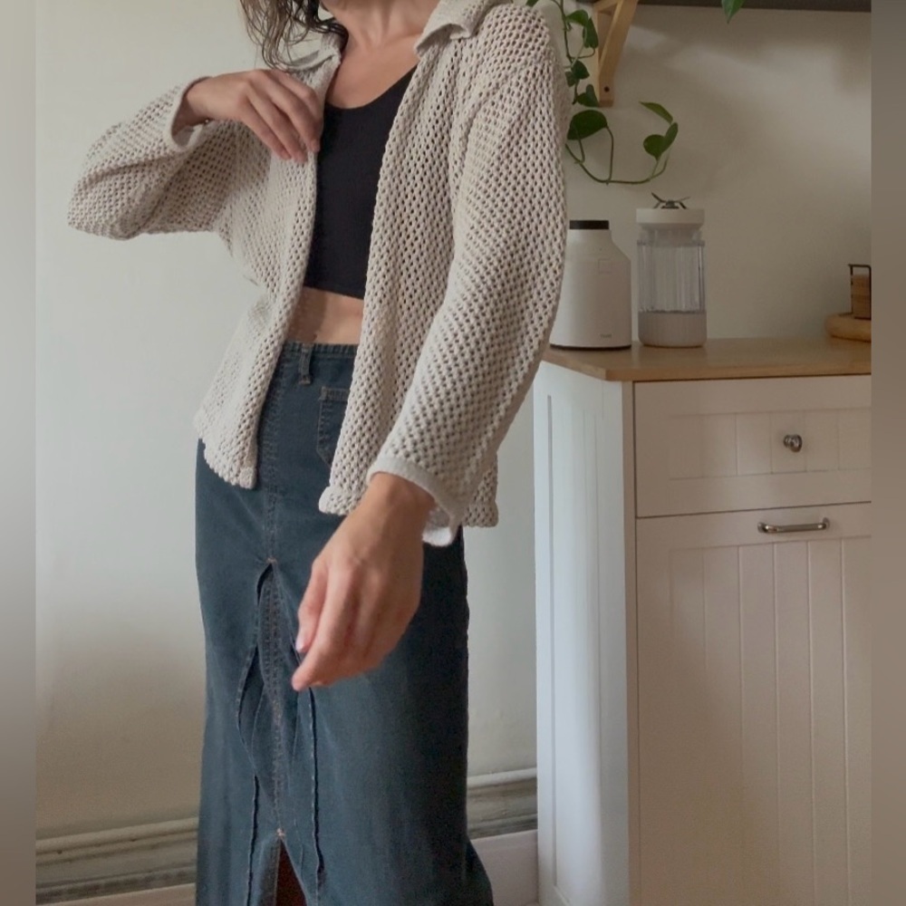 Open Knit Crochet Cardigan – Size M